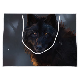 Grand Sac Cadeau Loup noir