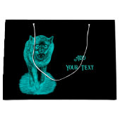 Grand Sac Cadeau Loup noir en colère dans la nuit (Devant)