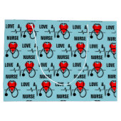 Grand Sac Cadeau Love a Nurse Heart Stethoscope Design (Dos)