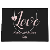 Grand Sac Cadeau Love Grey Pink Bonne Saint Valentin (Devant)