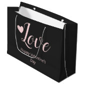 Grand Sac Cadeau Love Grey Pink Bonne Saint Valentin (Devant Angle)
