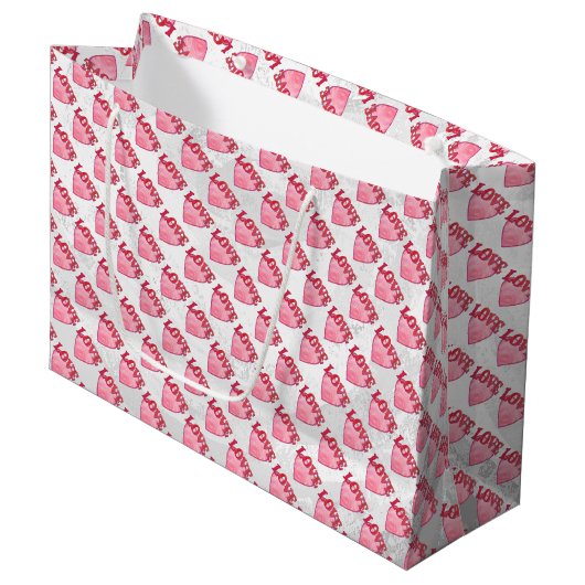 Grand Sac Cadeau Love Heart Motif (Devant Angle)