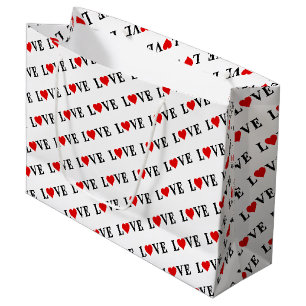 Grand Sac Cadeau LOVE Heart noir et blanc moderne chic élégant