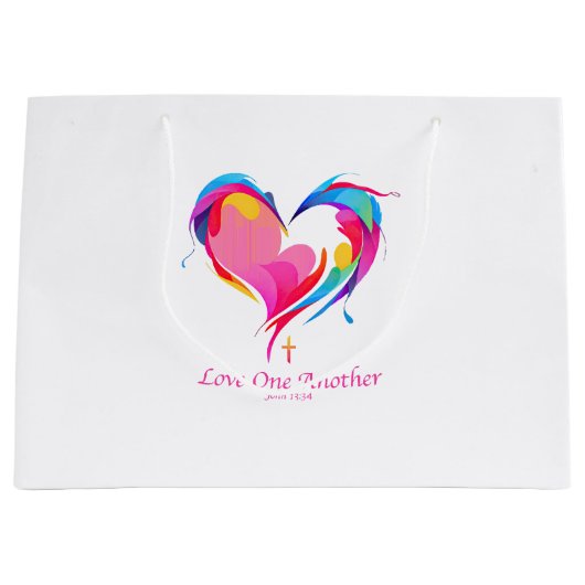 Grand Sac Cadeau Love One Another Bible Verse John 1334 (Devant)