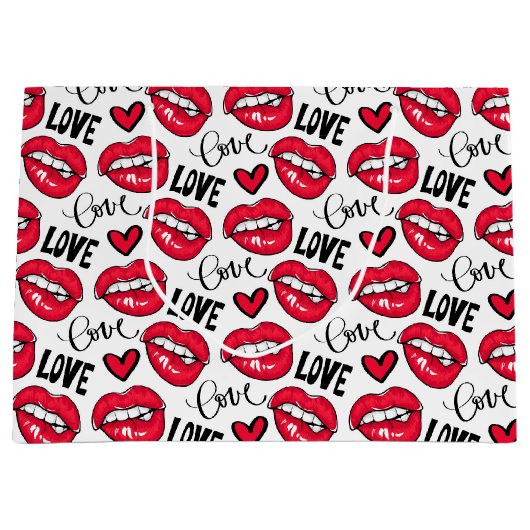 Grand Sac Cadeau Love Red Lips (Devant)