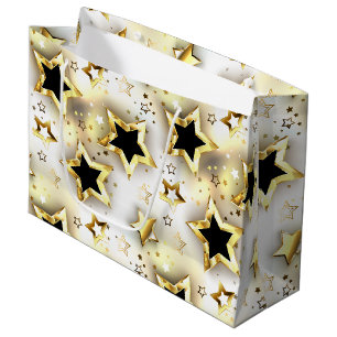 Grand Sac Cadeau Lumière transparente avec étoiles or