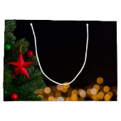 Grand Sac Cadeau Lumières dorées Joyeux Noël moderne (Dos)