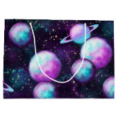 Grand Sac Cadeau Luminosité du système solaire | Planète rose viole (Dos)