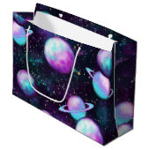 Grand Sac Cadeau Luminosité du système solaire | Planète rose viole (Devant Angle)