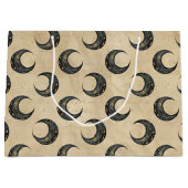 Grand Sac Cadeau Lune dorée motif céleste Boho (Devant)