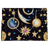 Grand Sac Cadeau Lune Et Étoiles Céleste (Devant)