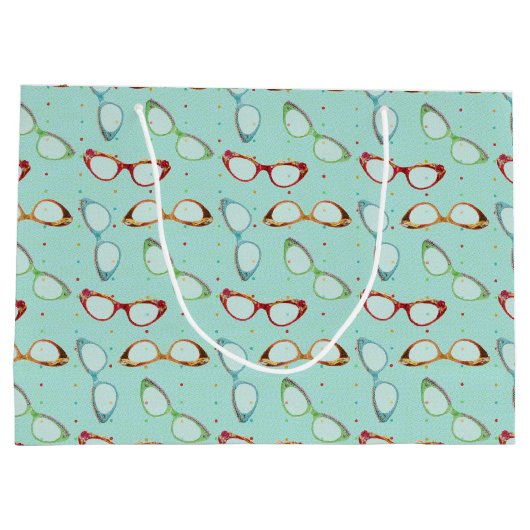 Grand Sac Cadeau Lunettes de vue Motif turquoise avec points (Dos)