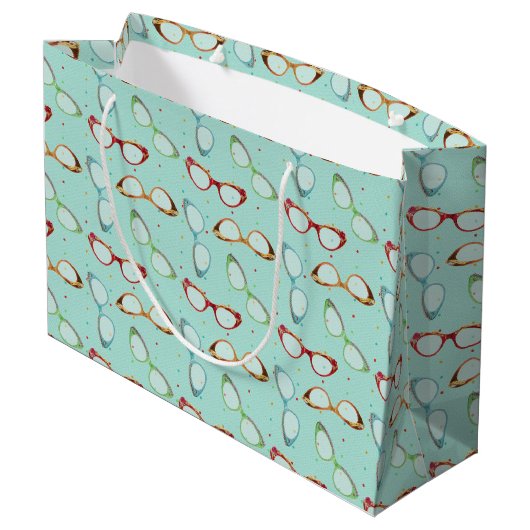 Grand Sac Cadeau Lunettes de vue Motif turquoise avec points (Dos Angle)
