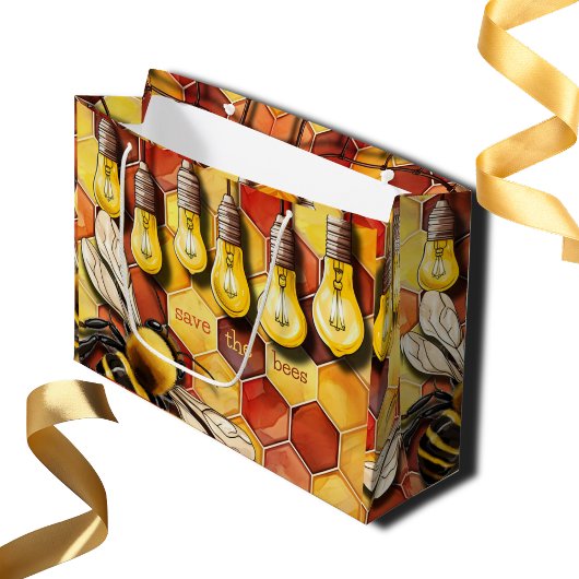 Grand Sac Cadeau Luneypeb Bee et Garden String Lights