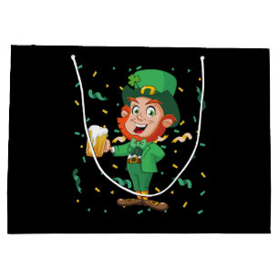 Grand Sac Cadeau Lutin buvant de la bière St. Patrick's Day