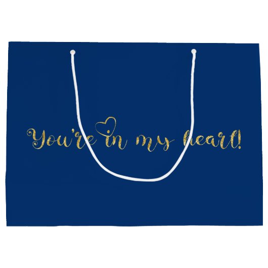 Grand Sac Cadeau Luxe élégante parties scintillant bleu foncé & or (Dos)