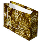 Grand Sac Cadeau Luxueux ananas dorés (Devant Angle)