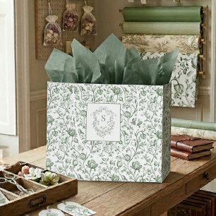 Grand Sac Cadeau Luxueux Artisanat de Jardin Monogramme Toile Franç