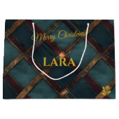 Grand Sac Cadeau Luxurious Blue and Bronze Christmas Custom (Devant)