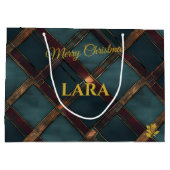 Grand Sac Cadeau Luxurious Blue and Bronze Christmas Custom (Dos)