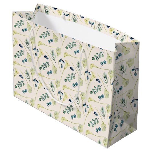 Grand Sac Cadeau Lys calla blanc et eucalyptus  (Dos Angle)