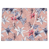 Grand Sac Cadeau Lys rose et bleu motif (Devant)