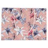 Grand Sac Cadeau Lys rose et bleu motif (Dos)