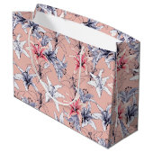 Grand Sac Cadeau Lys rose et bleu motif (Dos Angle)