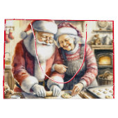 Grand Sac Cadeau M. et Mme Claus Baking Cookies Noël (Dos)