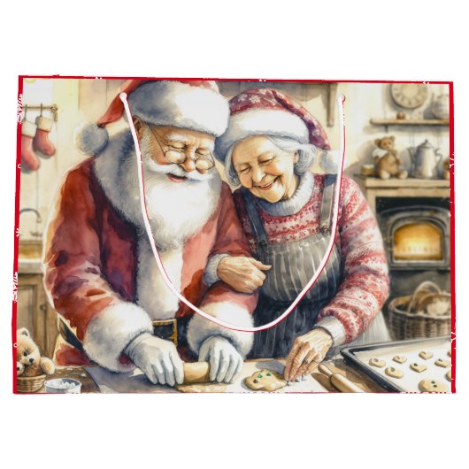 Grand Sac Cadeau M. et Mme Claus Baking Cookies Noël (Dos)