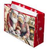 Grand Sac Cadeau M. et Mme Claus Baking Cookies Noël (Devant Angle)
