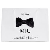Grand Sac Cadeau M. & Mme. Mariage Noir & Blanc (Devant)