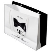 Grand Sac Cadeau M. & Mme. Mariage Noir & Blanc (Devant Angle)