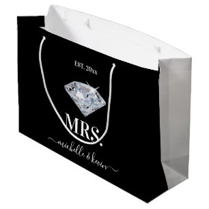 Grand Sac Cadeau M. & Mme Wedding Party Noir & Blanc