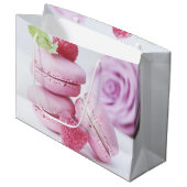 Grand Sac Cadeau Macarons framboises roses Pâtisserie française Pho (Devant Angle)