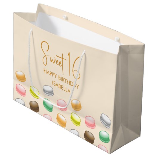 Grand Sac Cadeau Macarons Sweet 16 (Devant Angle)