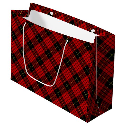 Grand Sac Cadeau MacQueen Tartan rouge et noir plaid (Devant Angle)