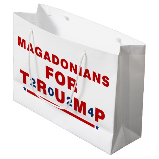 Grand Sac Cadeau Magadoniens pour Trump 2024 Red Blue Star (Devant Angle)