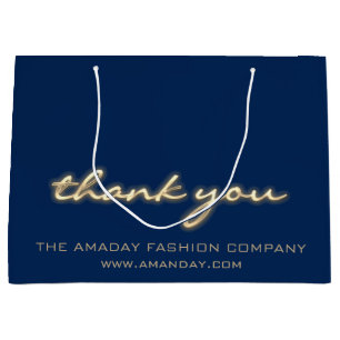 Grand Sac Cadeau Magasin de Remerciements Navy Nom Boutique