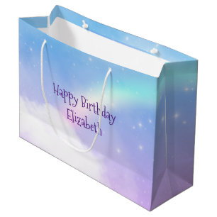 Grand Sac Cadeau Magique Pastel Nuds et un Rainbow Birthday