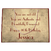 Grand Sac Cadeau Magnifique élégant personnalisé 40e anniversaire (Devant)