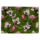 Grand Sac Cadeau Magnolia en floraison et oiseau de tireur 2 (Dos)