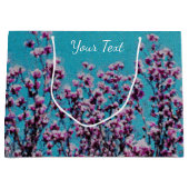 Grand Sac Cadeau Magnolia rose Fleurs Ciel Bleu Peinture Photo (Devant)