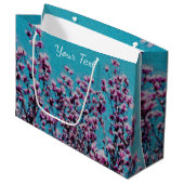 Grand Sac Cadeau Magnolia rose Fleurs Ciel Bleu Peinture Photo (Devant Angle)