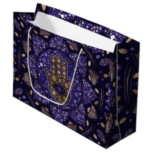 Grand Sac Cadeau Main de Hamsa à Fatima à Lotus mandala