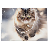 Grand Sac Cadeau Maine Coon Dashing Through the Snow (Devant)