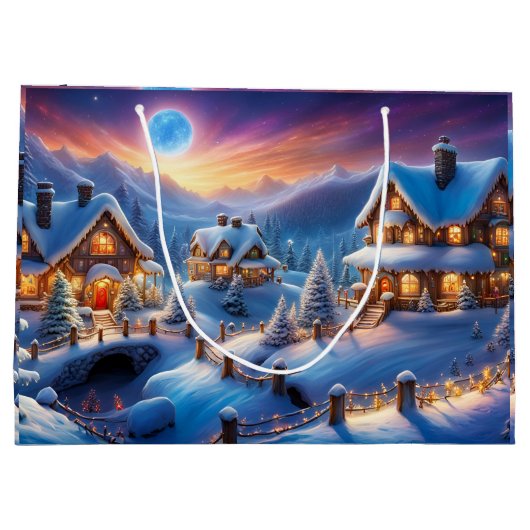 Grand Sac Cadeau Maison de Noël (Dos)