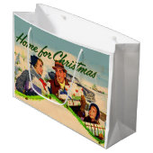 Grand Sac Cadeau Maison de Noël des années 1940 (Devant Angle)