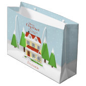 Grand Sac Cadeau Maison ouverte de Noël (Devant Angle)