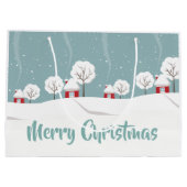 Grand Sac Cadeau Maisons de neige et arbres Noël (Dos)